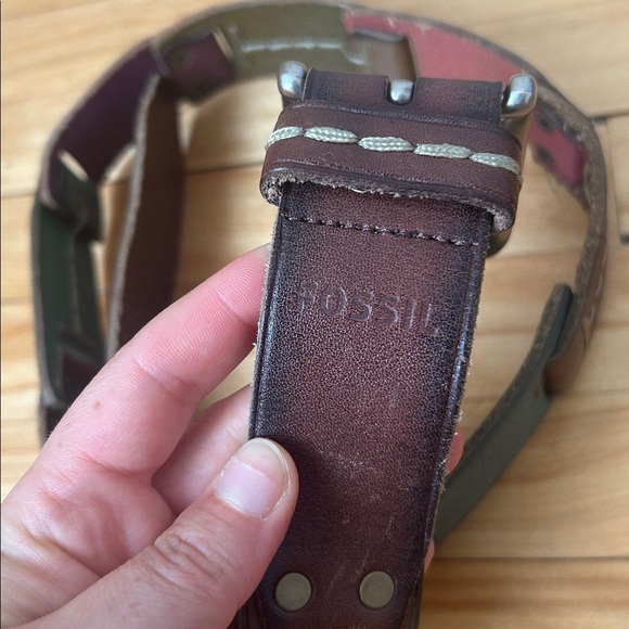 Fossil Genuine Leather  Patchwork Rainbow Belt Multicolour small - Picture 2 of 7
